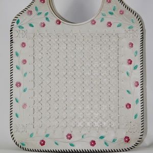 VINTAGE EMBOSSED TOTE BAG WITH FLORAL DETAILS